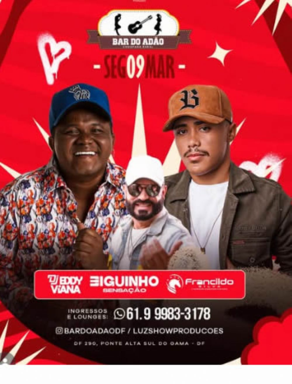 Show com Briguinho Sensação e Francildo Silva agita o Bar do Adão no dia 9 de março