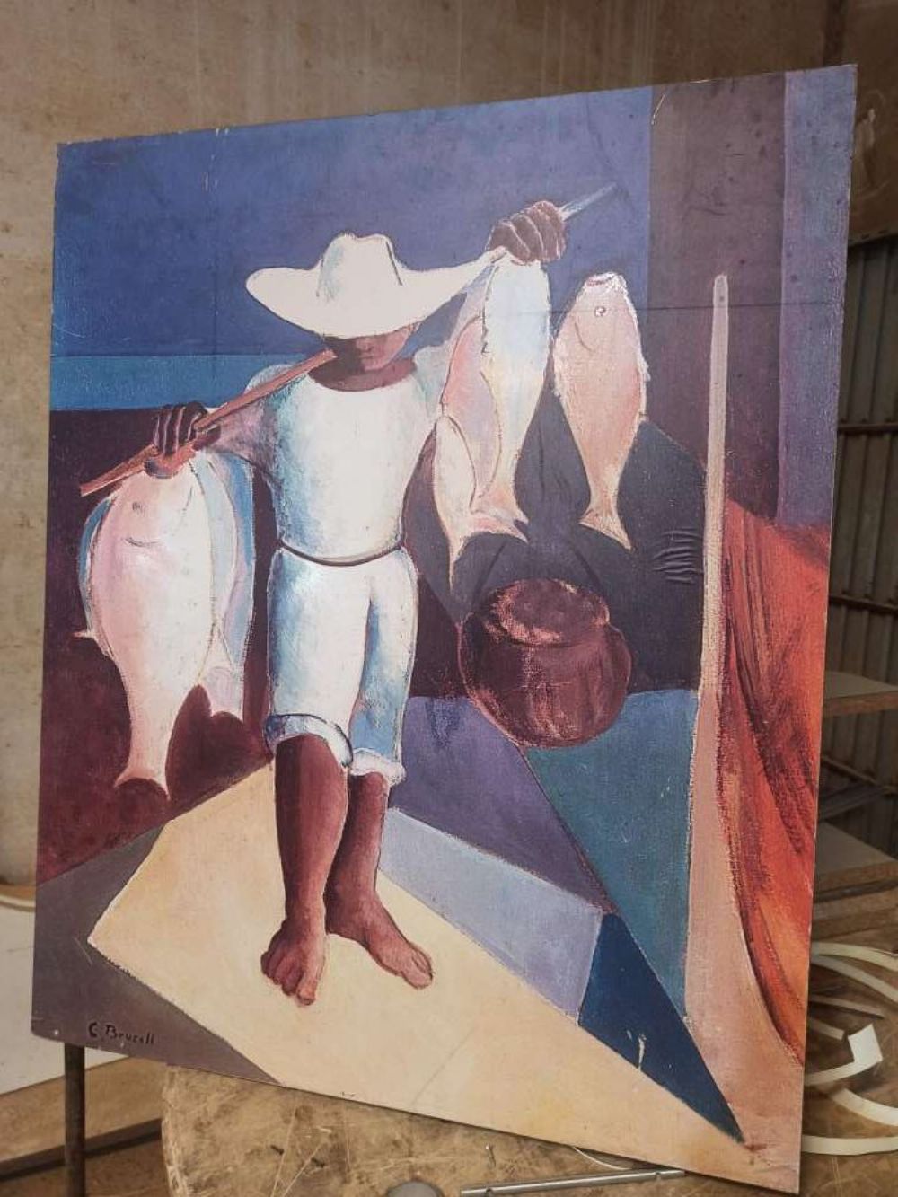 Quadro Original C. Brusell – Óleo sobre Tela – Bahia, 1979 – 60x74 cm